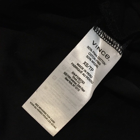 NWT Vince Solid Long Sleeve Black Tee in size XS - Picture 7 of 8